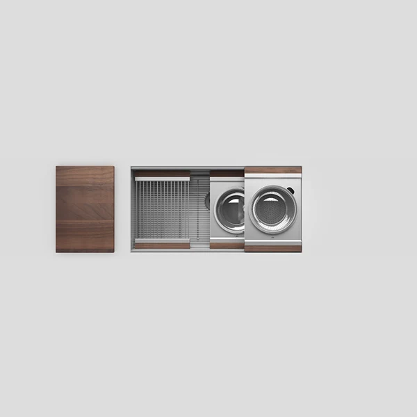 Julien - Smartstation Undermount Single-Bowl Workstation Kitchen Sink with Walnut Accessories, 36x17x10