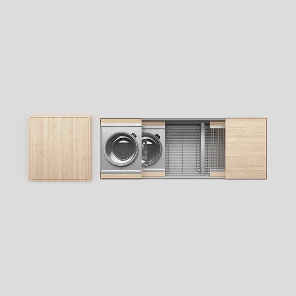 Julien - Smartstation Undermount Double-Bowl Workstation Kitchen Sink with Maple Accessories, L30x18x10 R18x 18x10