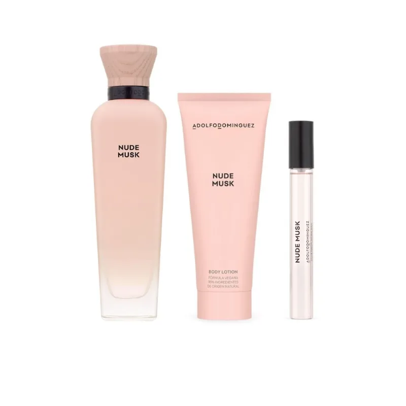Set Adolfo Dominguez Nude Musk EDP + EDT Spray + Body Lotion