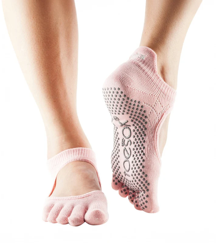 Toesox Bellarina Full-Toe Yoga Grip Socks Fishnet Kiss / L