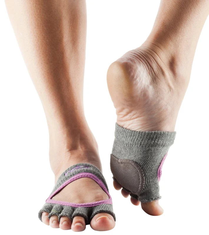 Toesox Releve Half-Toe Yoga Grip Socks Fishnet Storm / M