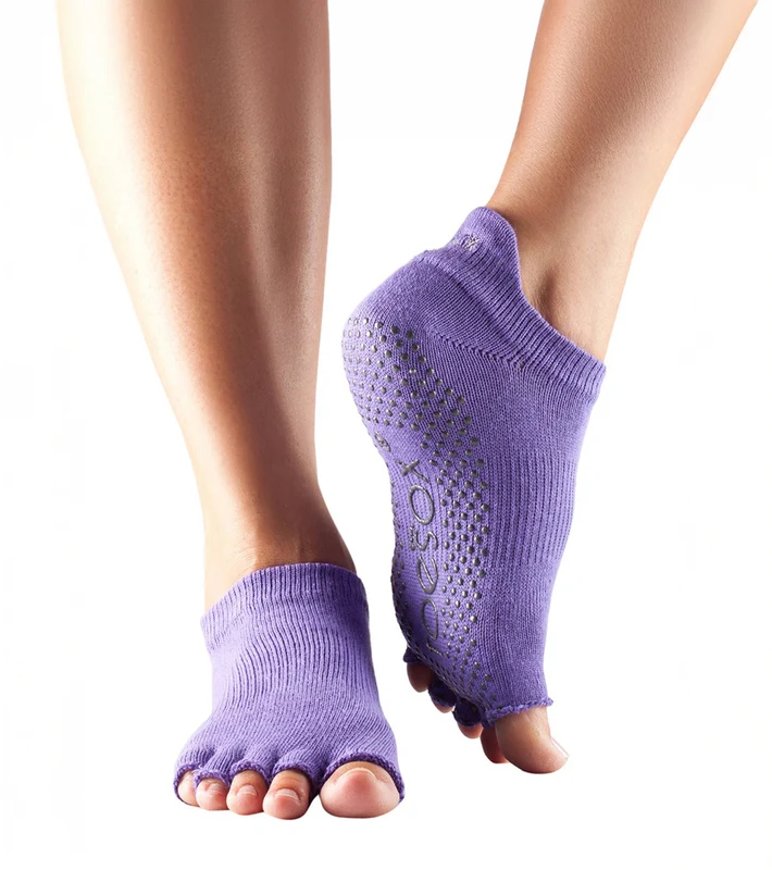 Toesox Low Rise Half-Toe Yoga Grip Socks Light Purple / M