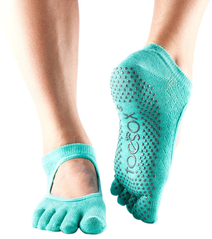 Toesox Bella Full-Toe Yoga Grip Socks Fishnet Lagoon / XS