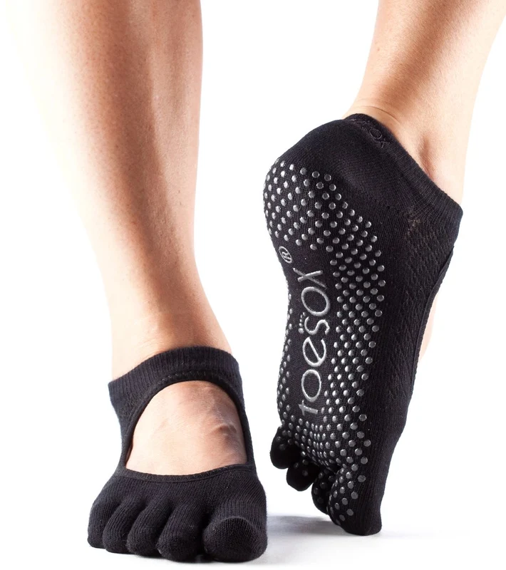 Toesox Bella Full-Toe Yoga Grip Socks Fishnet Black / S