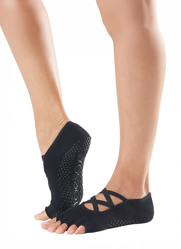 Toesox Elle Half-Toe Yoga Grip Socks Black / S