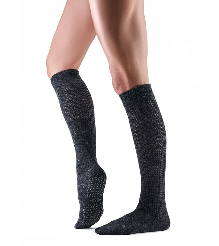 Tavi Jane Knee High Barre Grip Socks Gravel Netted / M