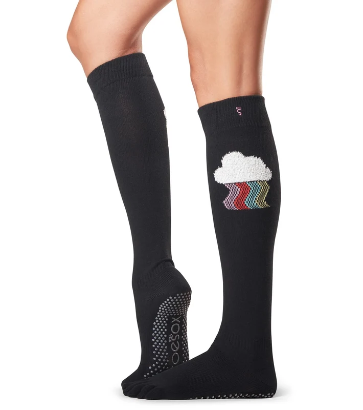 Toesox Knee High Scrunch Full-Toe Yoga Grip Socks Imagine / S