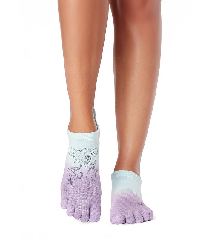Toesox Low Rise Full-Toe Yoga Grip Socks Ariel + Flounder / S
