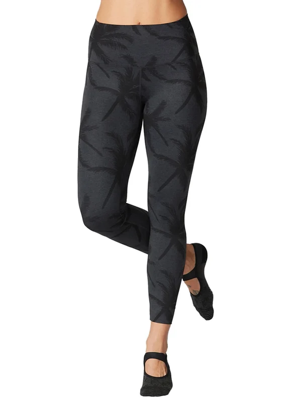 Tavi High Waisted 7/8 Yoga Leggings Charcoal Palm / XS