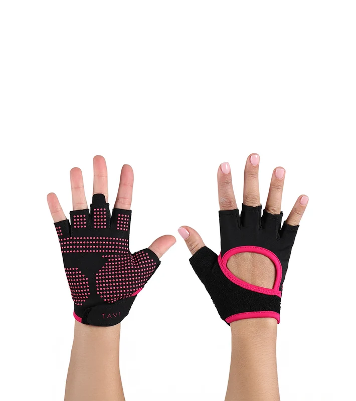 Tavi Half Finger Grip Gloves Pink / M