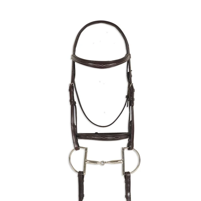 Ovation Breed Fancy Stitched Raised Pad Bridle Brown / Quarter Horse