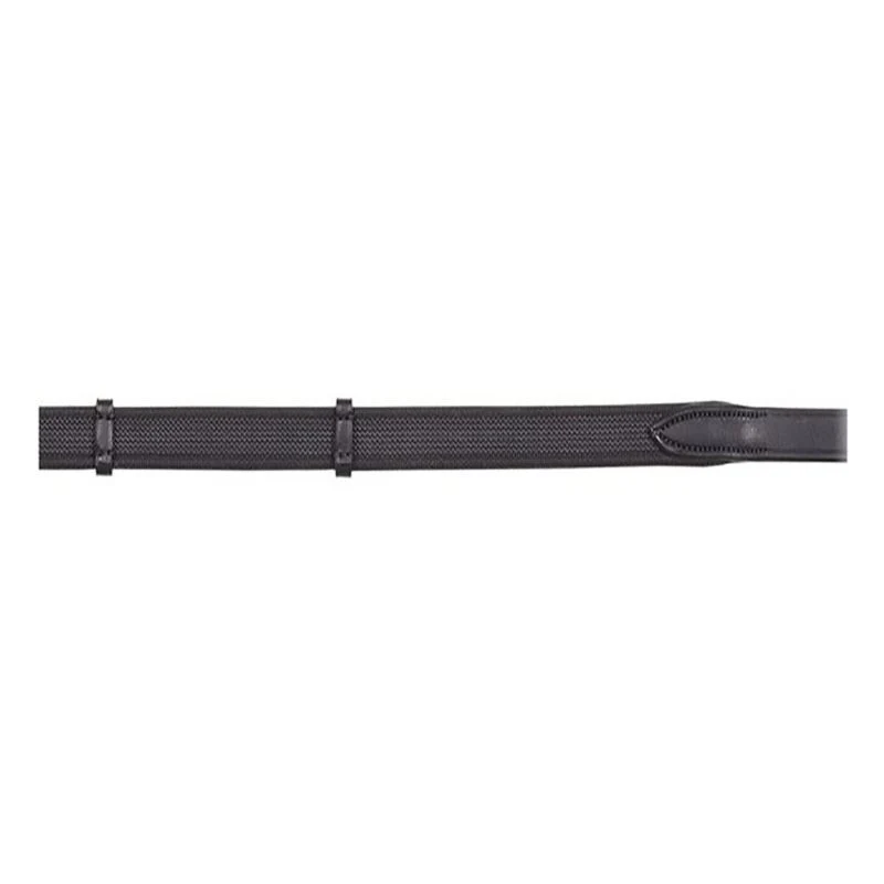 Ovation Leather Rubber Web Reins with Buckle Ends Black / 3/4"