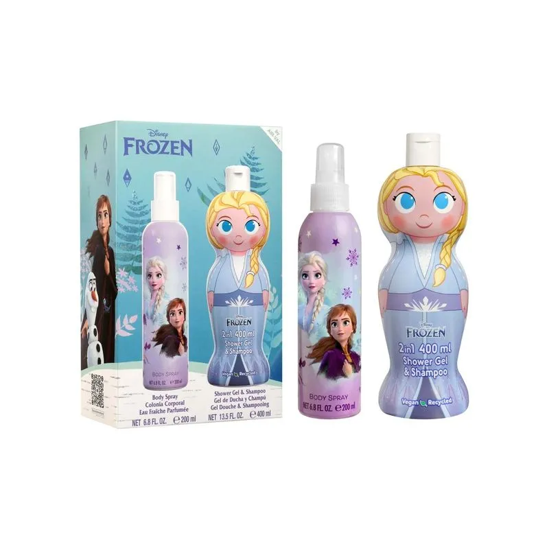 Perfume Disney Frozen Body Spray 200ml + Gel De Banho E Shampoo