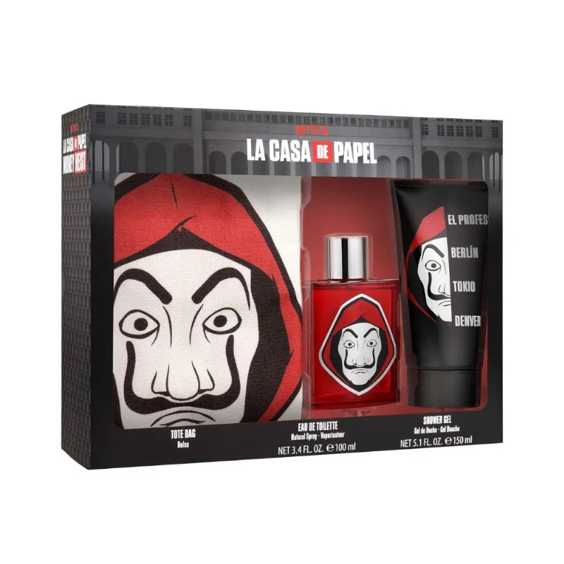 Set La Casa De Papel EDT 100 Ml + Shower Gel + Tote Bag 3 Unid