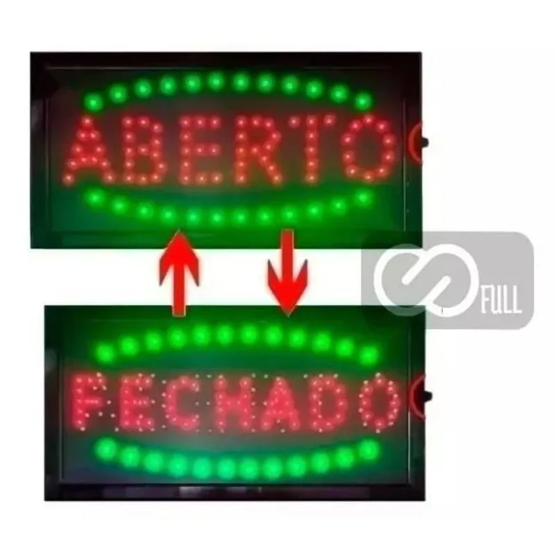Placa Painel Letreiro Led Luminoso Aberto 110v Loja Clinica