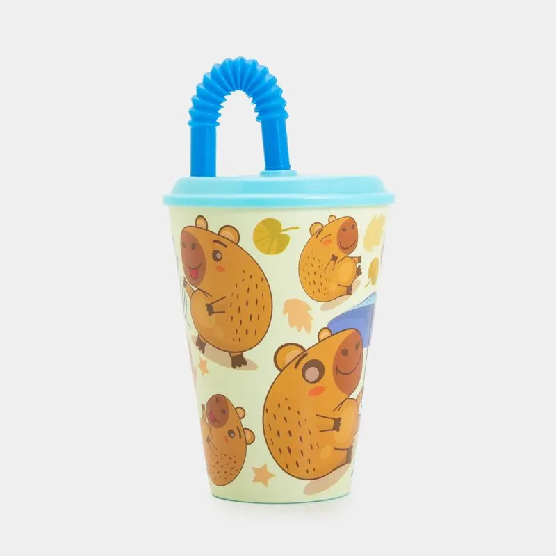 Vaso pitillo plástico 430ml capybara azul, aqua