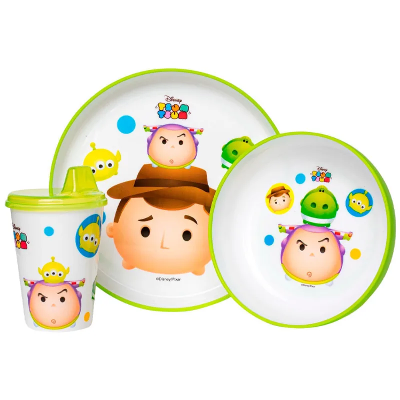 Set Platos + Vaso 3piezas TSUM TSUM Verde