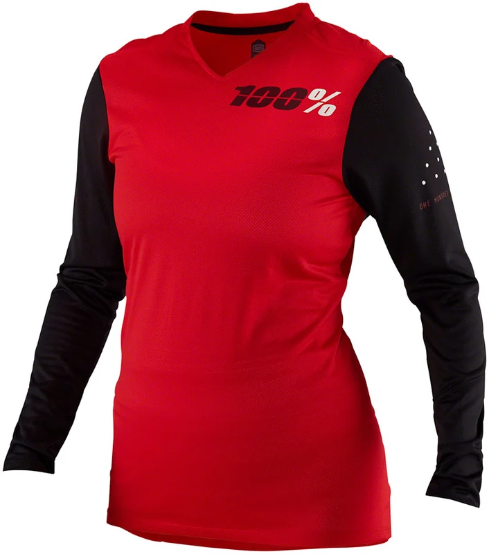 100% Ridecamp Long Sleeve Jersey Red Sleeve Women's Medium