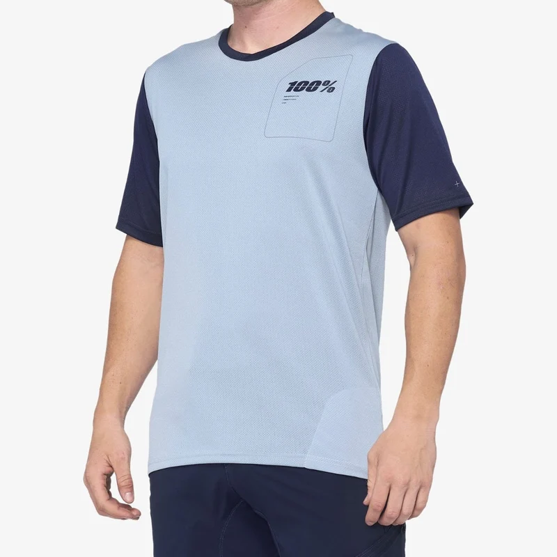 100% Ridecamp Short Sleeve Jersey Light Slate/Navy LG