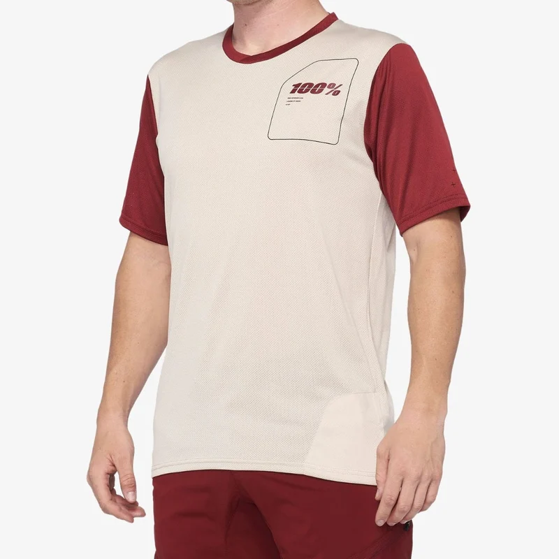 100% Ridecamp Short Sleeve Jersey Stone/Brick LG