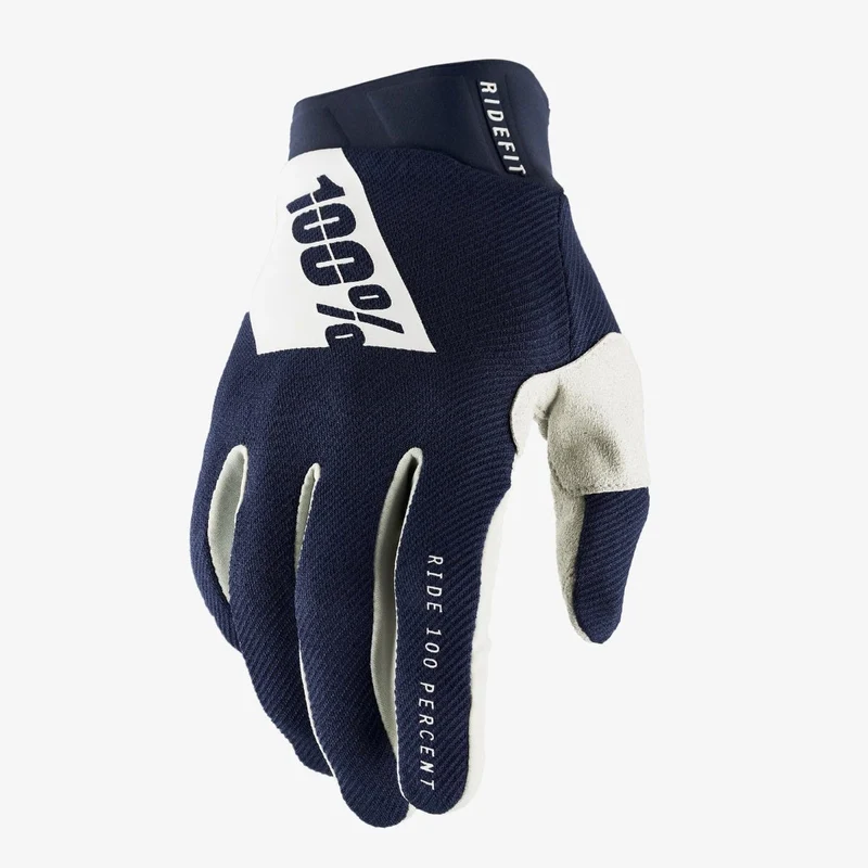 100% Ridefit Full Finger Gloves Navy/White LG