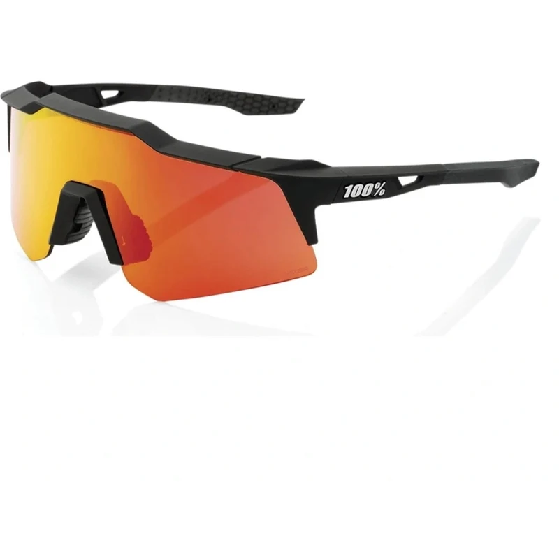 100% Speedcraft XS Sunglasses Soft Tact Black - HiPER Red Lens
