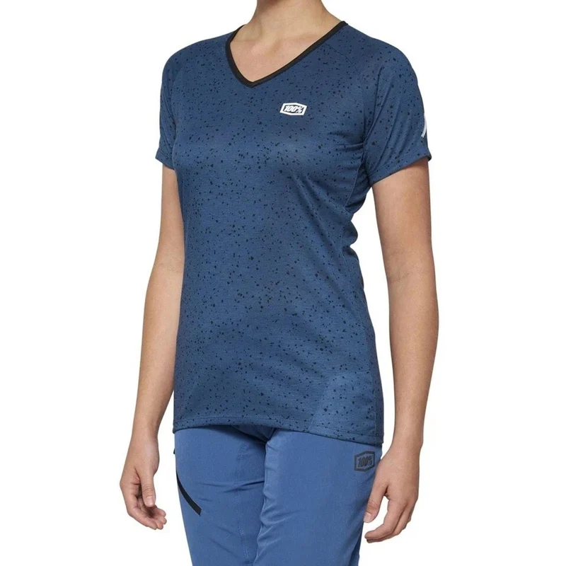 100% Airmatic Women's Short Sleeve Jersey Slate Blue LG