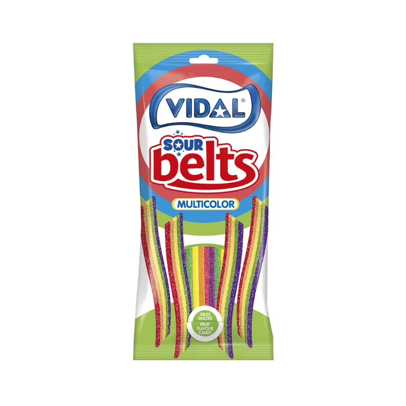 Gomitas Sour Belts Multicolor 90 Grs Vidal Caramelos Sour Belts Multicolor 90gr Vidal