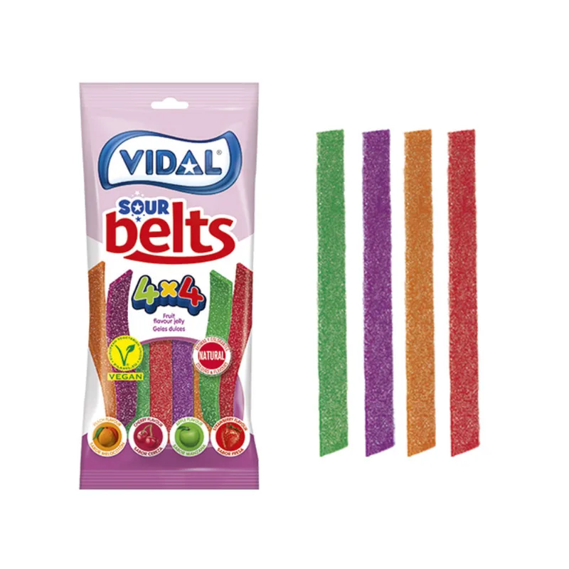 Caramelos Sour Belts 4 Sabores 90gr Vidal