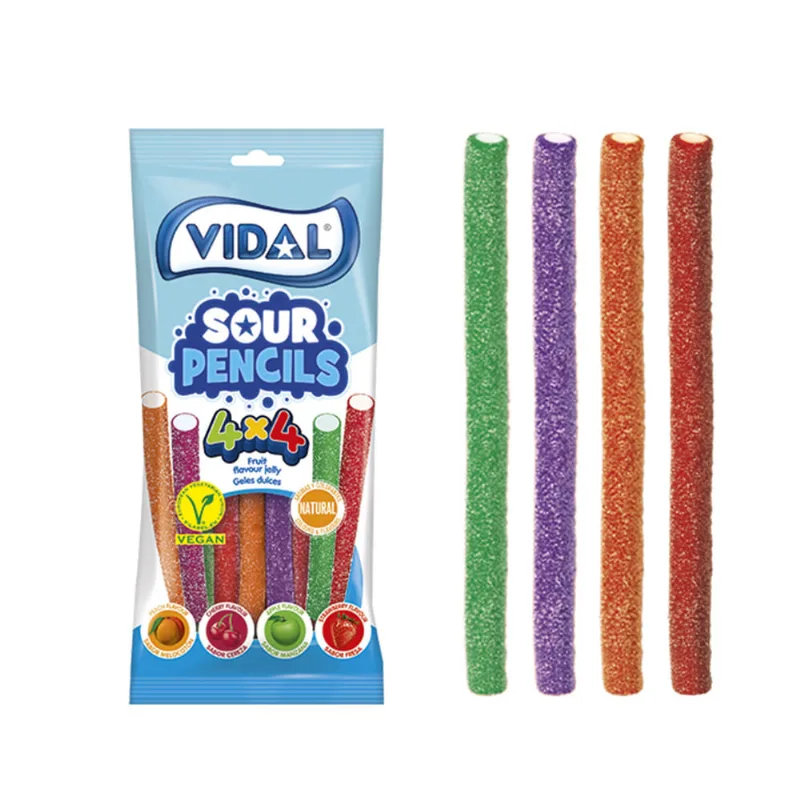 Caramelos Sour Pencils 4x4 90gr Vidal