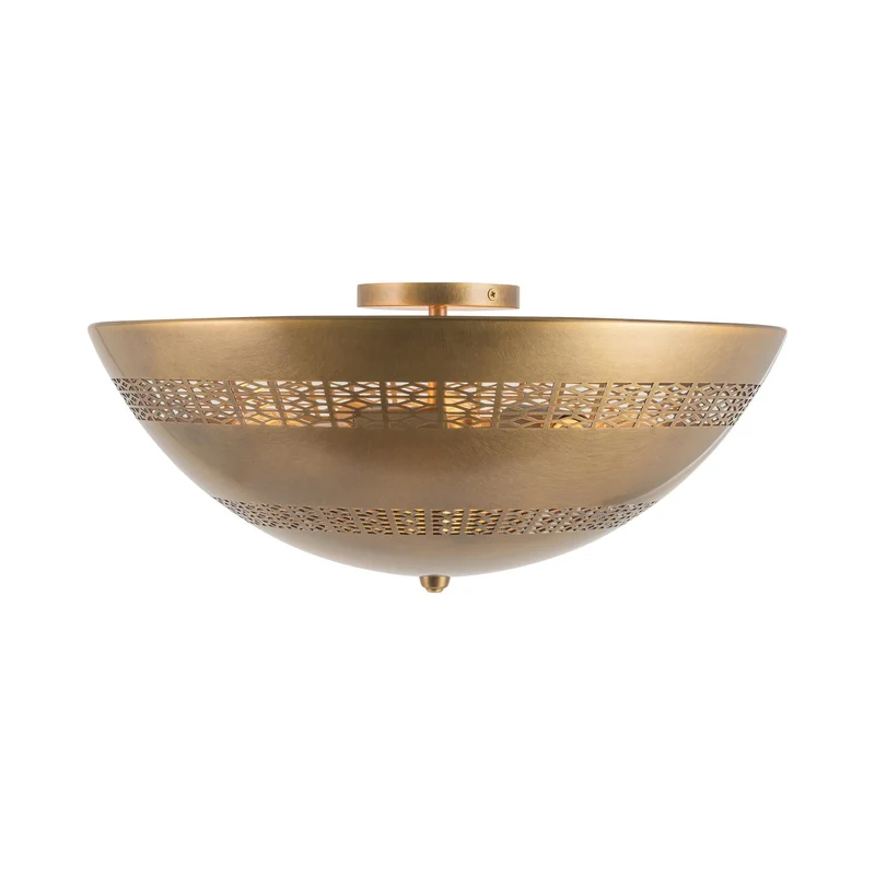Overland Flush Mount Ceiling Light Vintage Brass