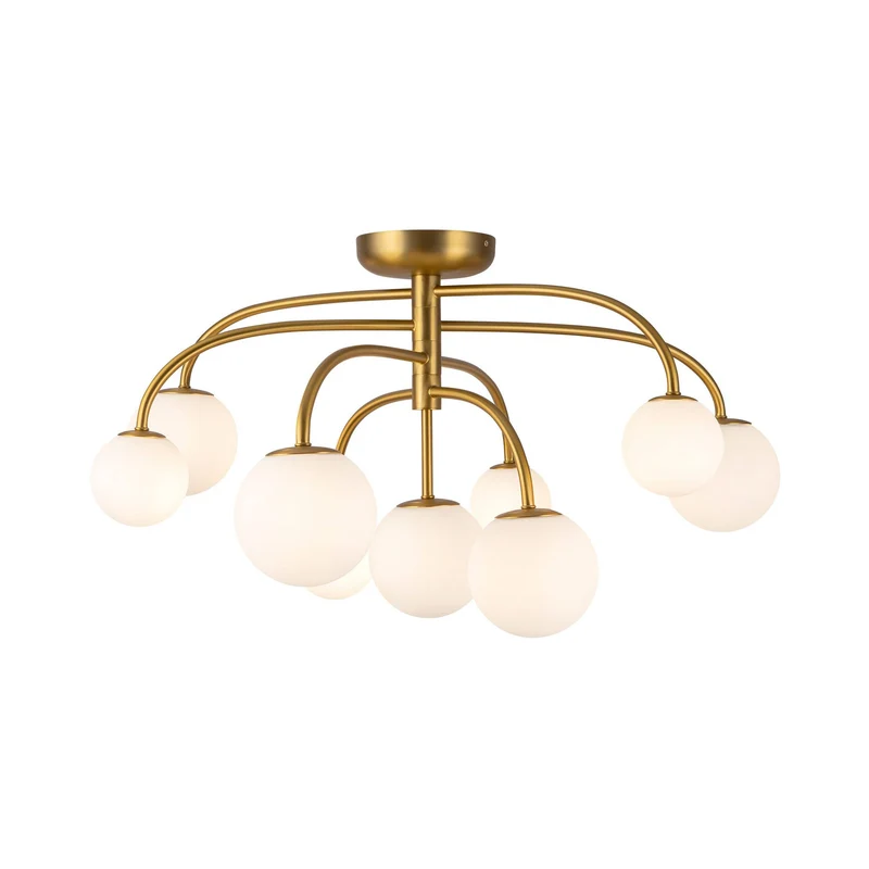 Fiona Semi Flush Mount Ceiling Light Brushed Gold / 9-Light