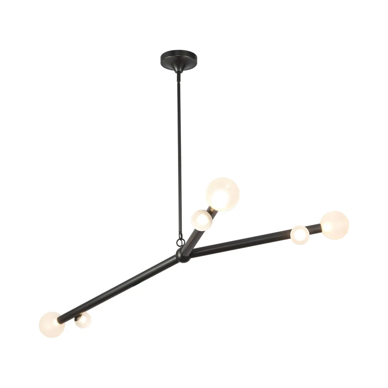 Reese LED Chandelier Urban Bronze / Opal Glass / 53-Inch