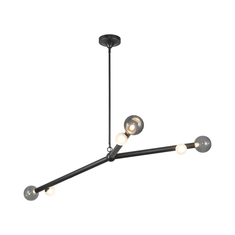 Reese LED Chandelier Urban Bronze / Smoked Glass / 53-Inch