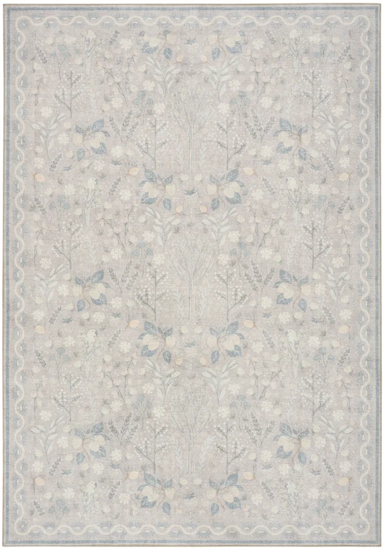 Nourison Botanical Washables BOT04 Grey Multicolor Area Rug 7' 6'' X 9' 10'' Rectangle