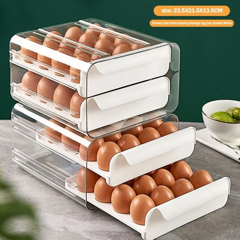 Porta-ovos Tcwhniev Para Geladeira De Dupla Camada De 16 Ovos