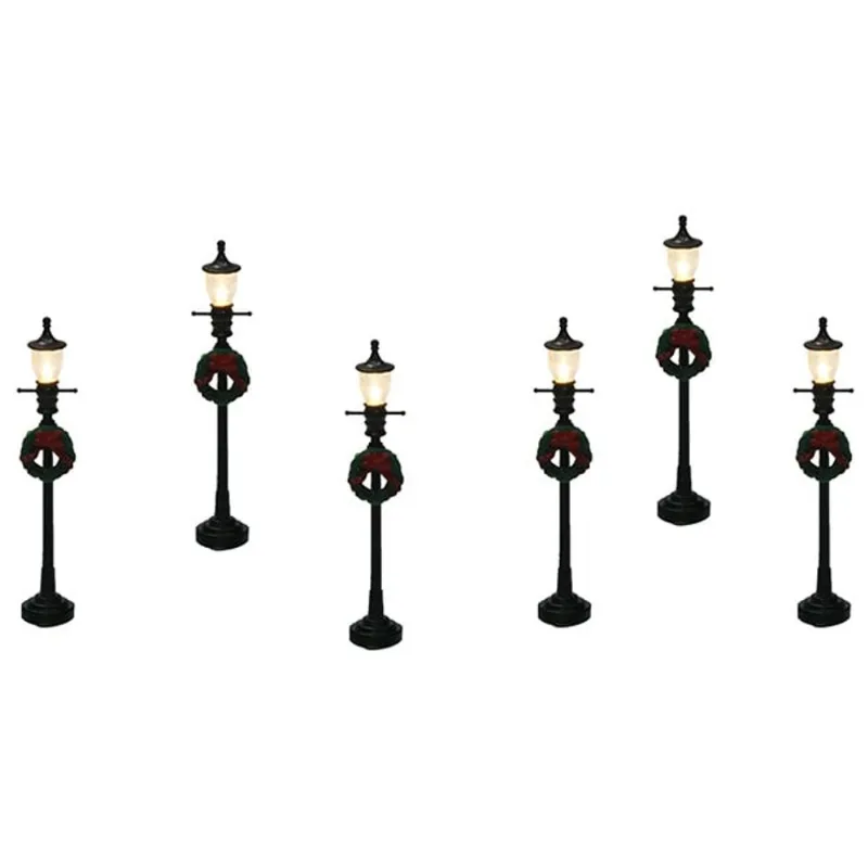 Street Lamp Posts CELEBRATIONS BY L&CO for Christmas Village LED Black 6/Pack