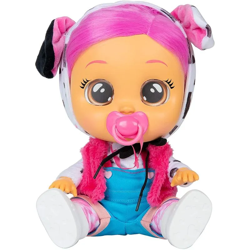 Cry Babies Dressy Dotty - 12 Baby Doll Macacão Azul, Capuz Temático Dálmata Com Orelhas De Animal, Exclusivo Da Amazon
