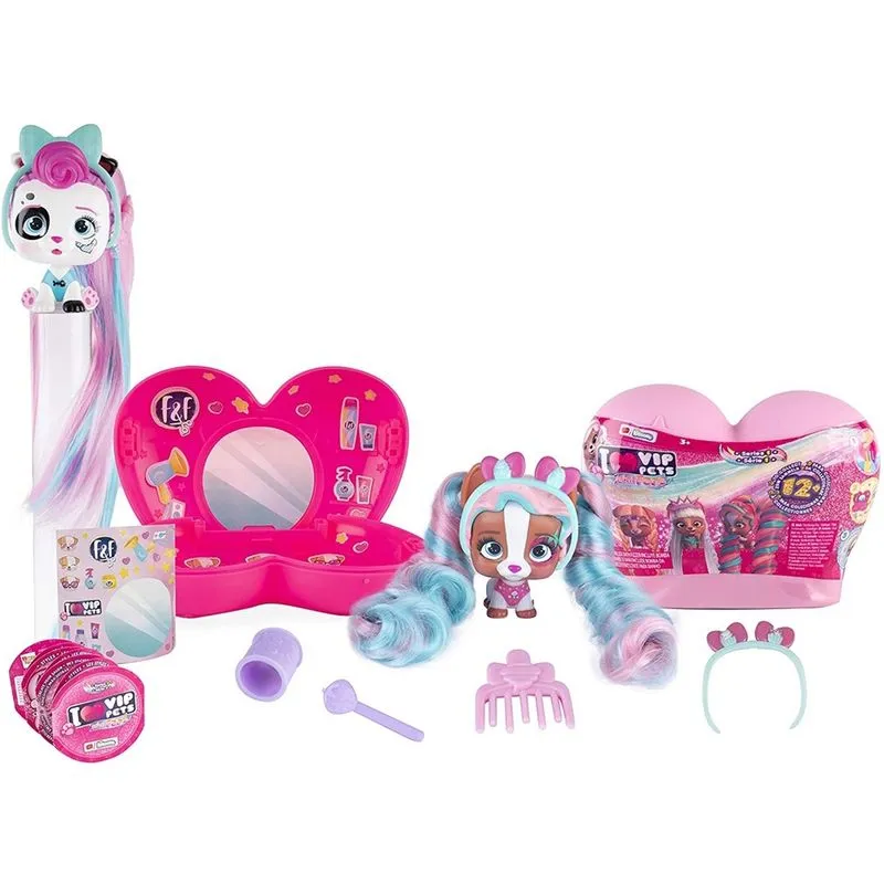 Imc Toys vip Pets Mini Fans Série 1 2-Pack - dip para revelar 6 surpresas, rosa, 8 polegadas
