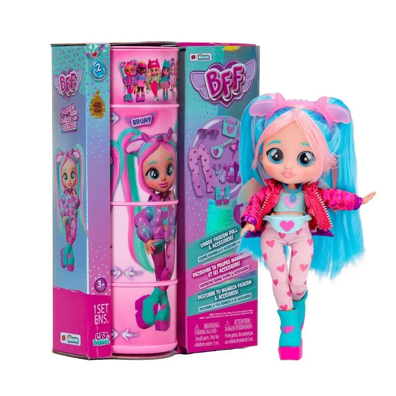 Cry Babies bff Bruny Moda Doll com 9 + Surpresas Includ