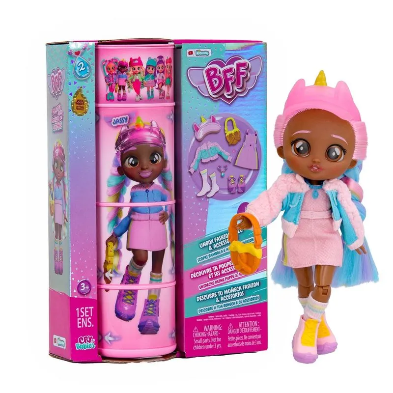 Cry Babies bff Jassy Fashion Doll com 9 + Surpresas Includ