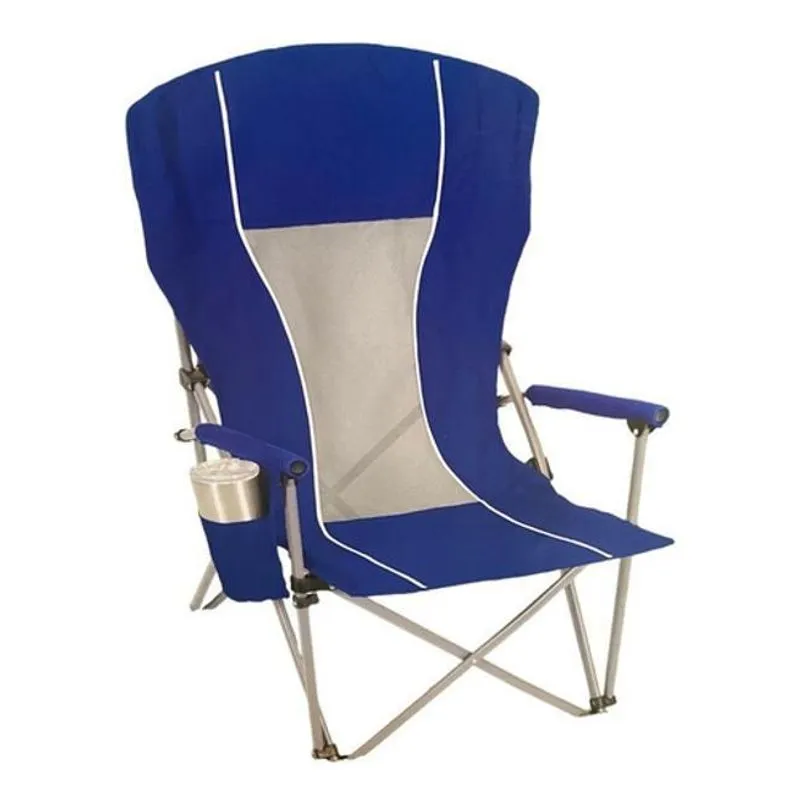 Cadeira Camping Aço Dobravel Porta Copos - Azul