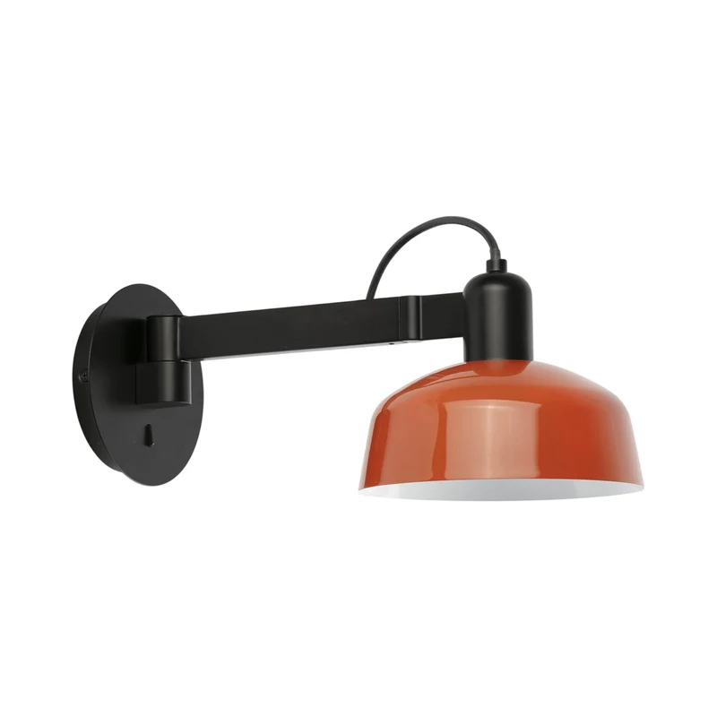 Tatawin Arm Wall Light Gloss Reddish Orange / Steel