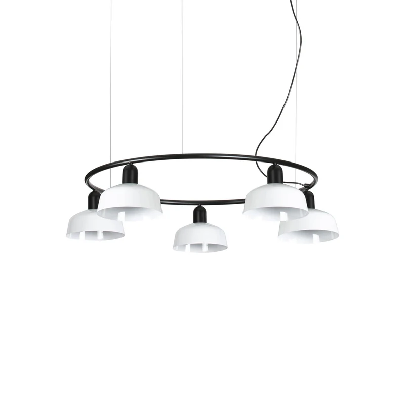 Tatawin Circular Pendant Light Gloss White / Steel / 7-Inch