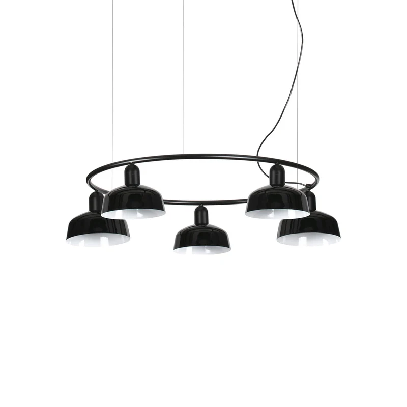 Tatawin Circular Pendant Light Gloss Black / Steel / 7-Inch