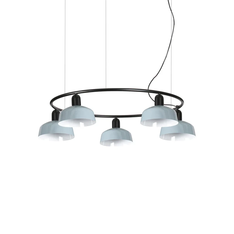 Tatawin Circular Pendant Light Gloss Grayish Blue / Steel / 7-Inch