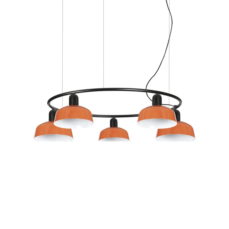Tatawin Circular Pendant Light Gloss Reddish Orange / Steel / 7-Inch