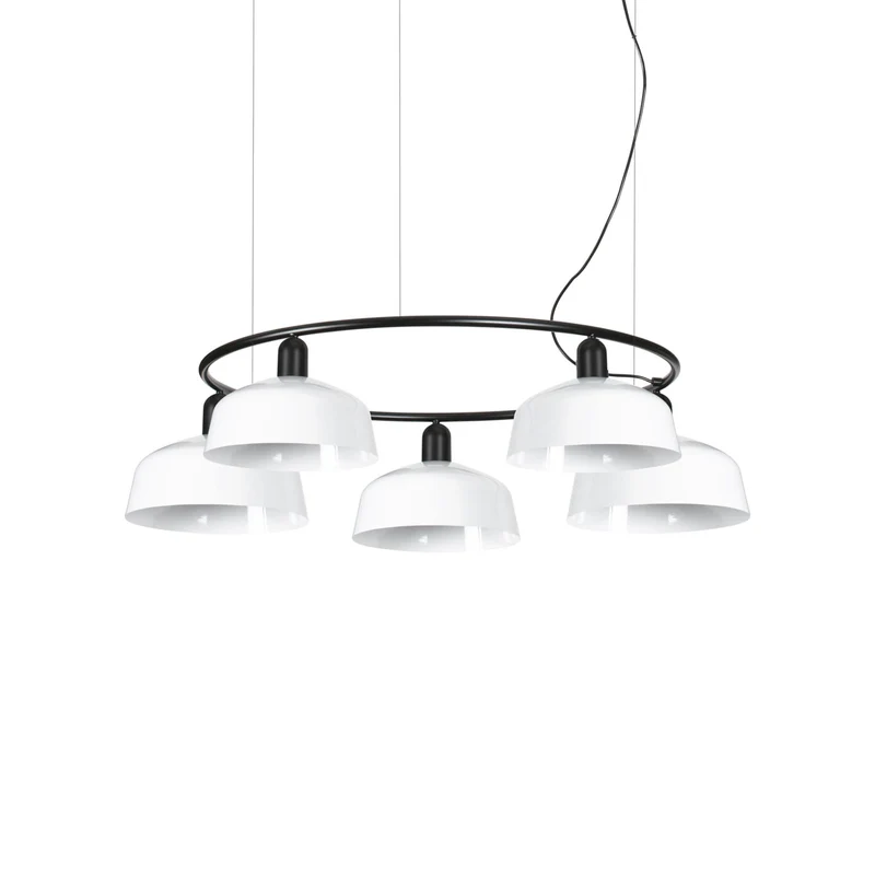 Tatawin Circular Pendant Light Gloss White / Steel / 10-Inch