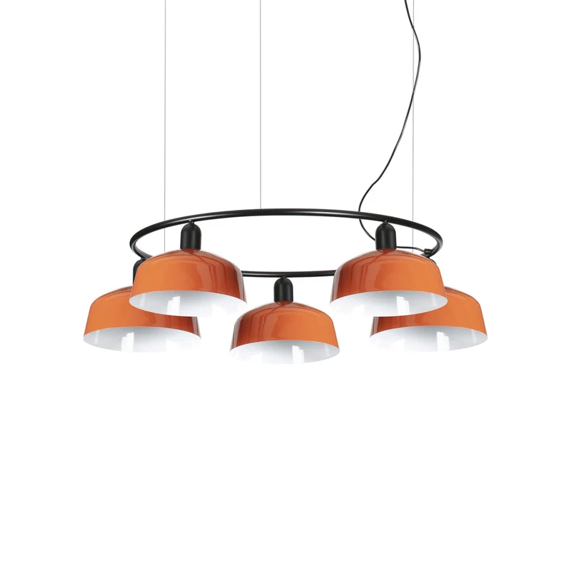 Tatawin Circular Pendant Light Gloss Reddish Orange / Steel / 10-Inch