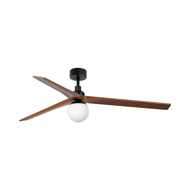 Klim Ceiling Fan Matt Black/Dark Walnut / Large / With Light